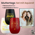 Muttertags-Set mit Aquarellbild & personalisiertem Windlicht