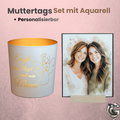 Muttertags-Set mit Windlicht & Aquarellbild