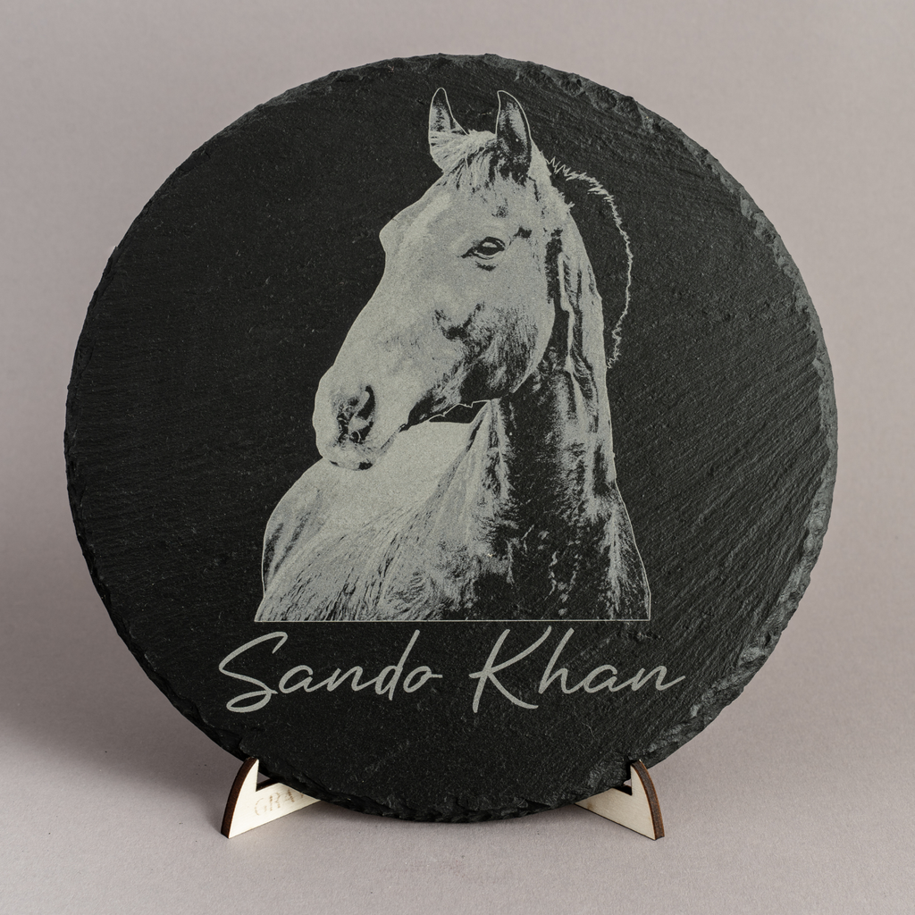 Runde Schieferplatte Ø 20 cm graviert mit Foto & Wunschtext