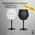 Edelstahl Weinglas für Camper – doppelwandig, bruchsicher & mit abnehmbarem Stiel