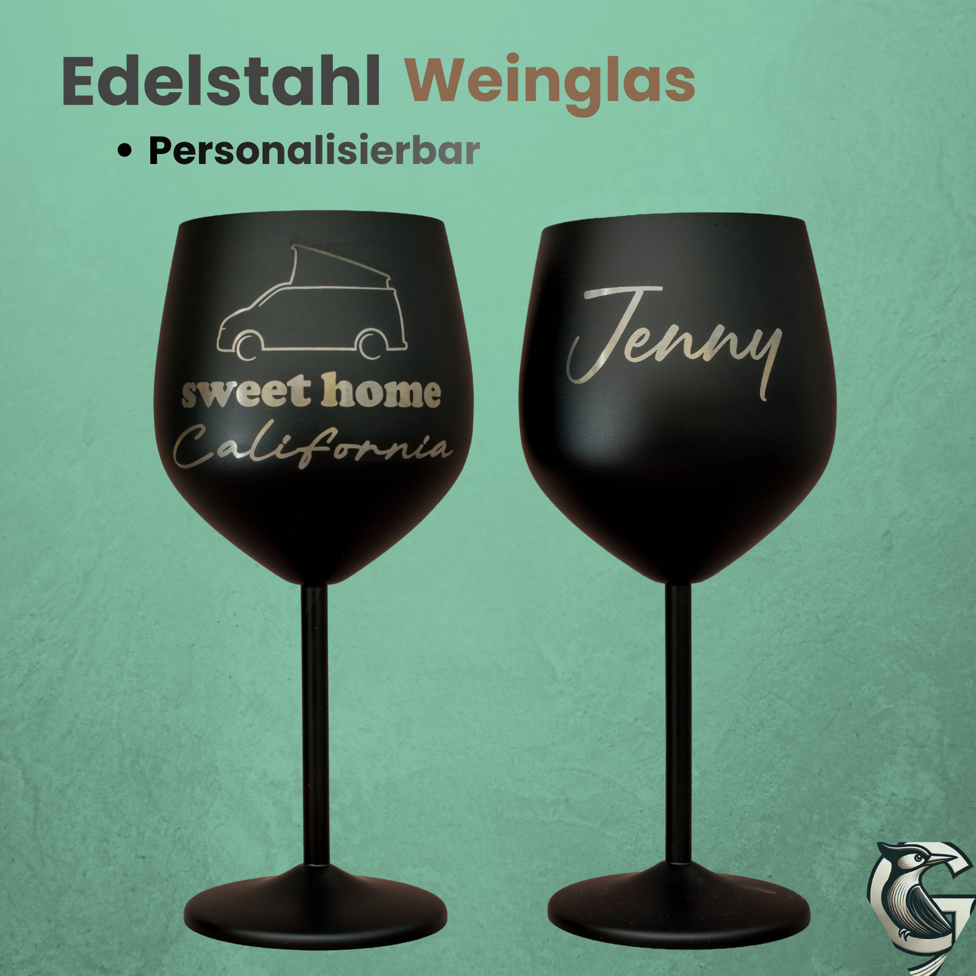 Edelstahl Weinglas - für VW California Fahrer