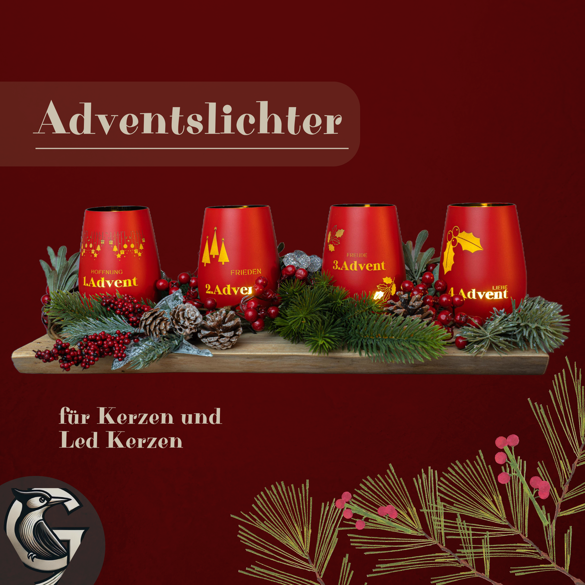 Adventslichter für Adventskränze und Weihnachtsdekoration zum selber basteln