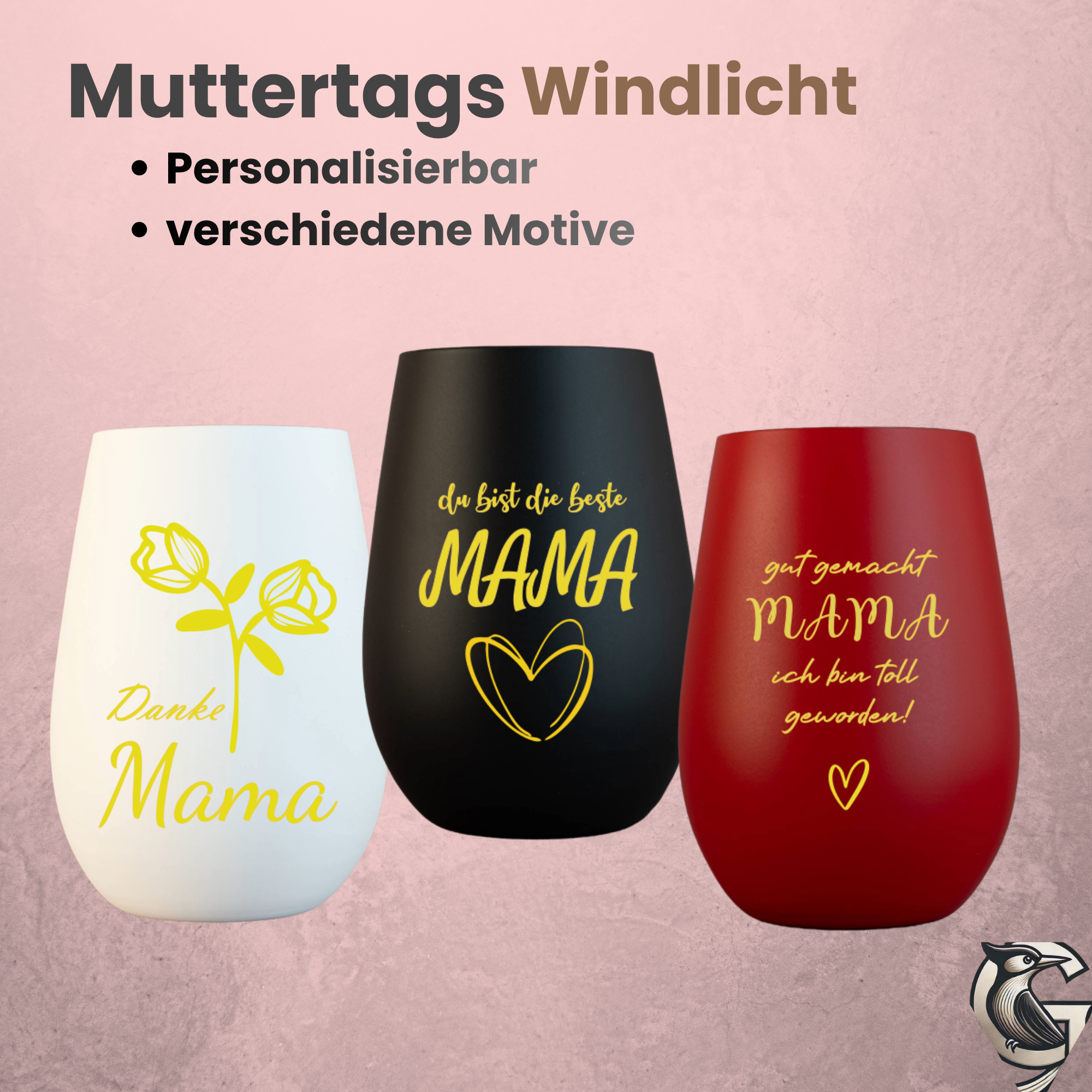 Muttertags-Windlicht mit Gravur – liebevolles Geschenk für Mama