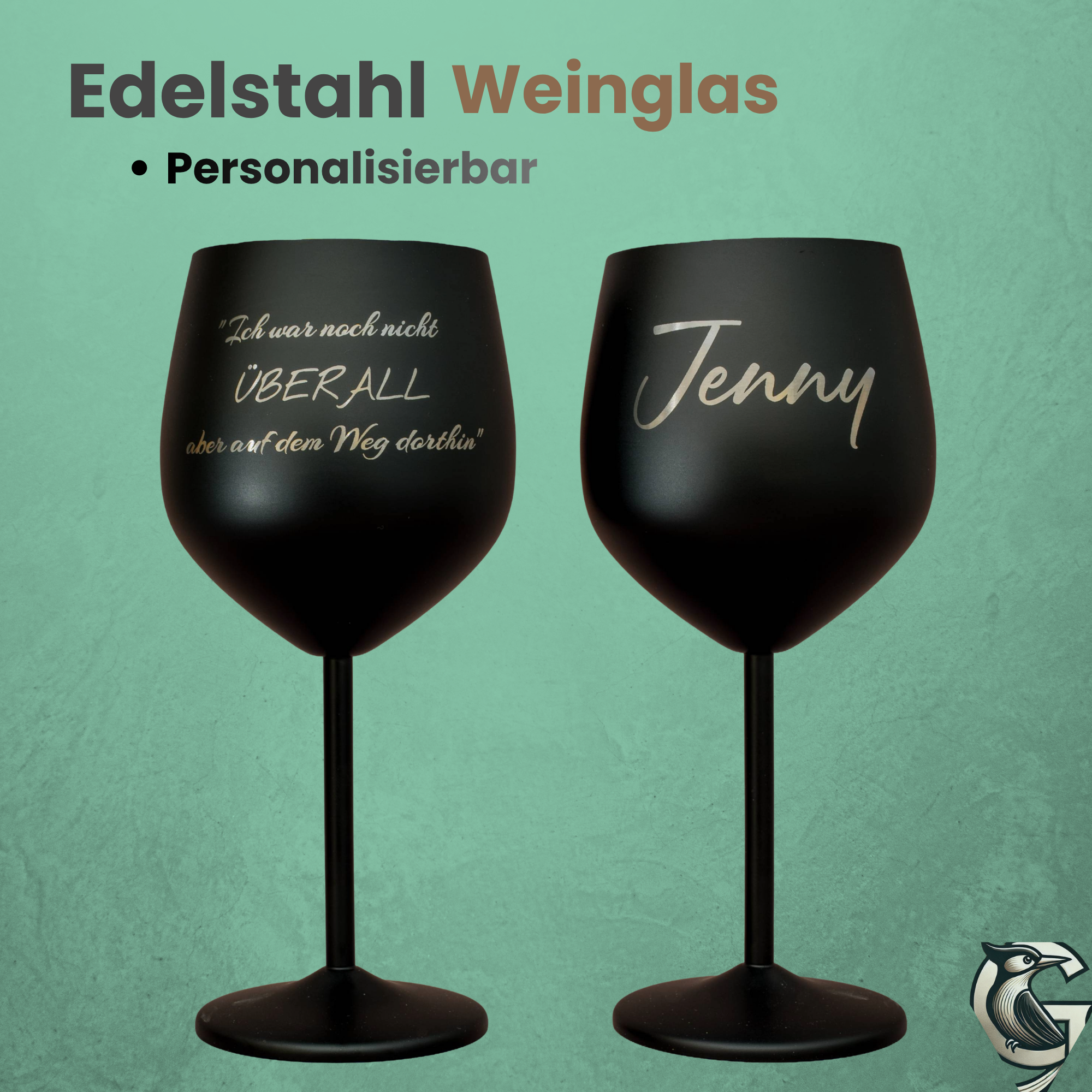 Edelstahl Weinglas - für Reisen, Camper und Vanlife optionale Namensgravur