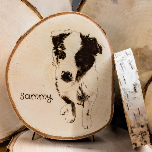 Personalisiert Baumscheibe - Fotogravur auf Holz verschiedene Größen