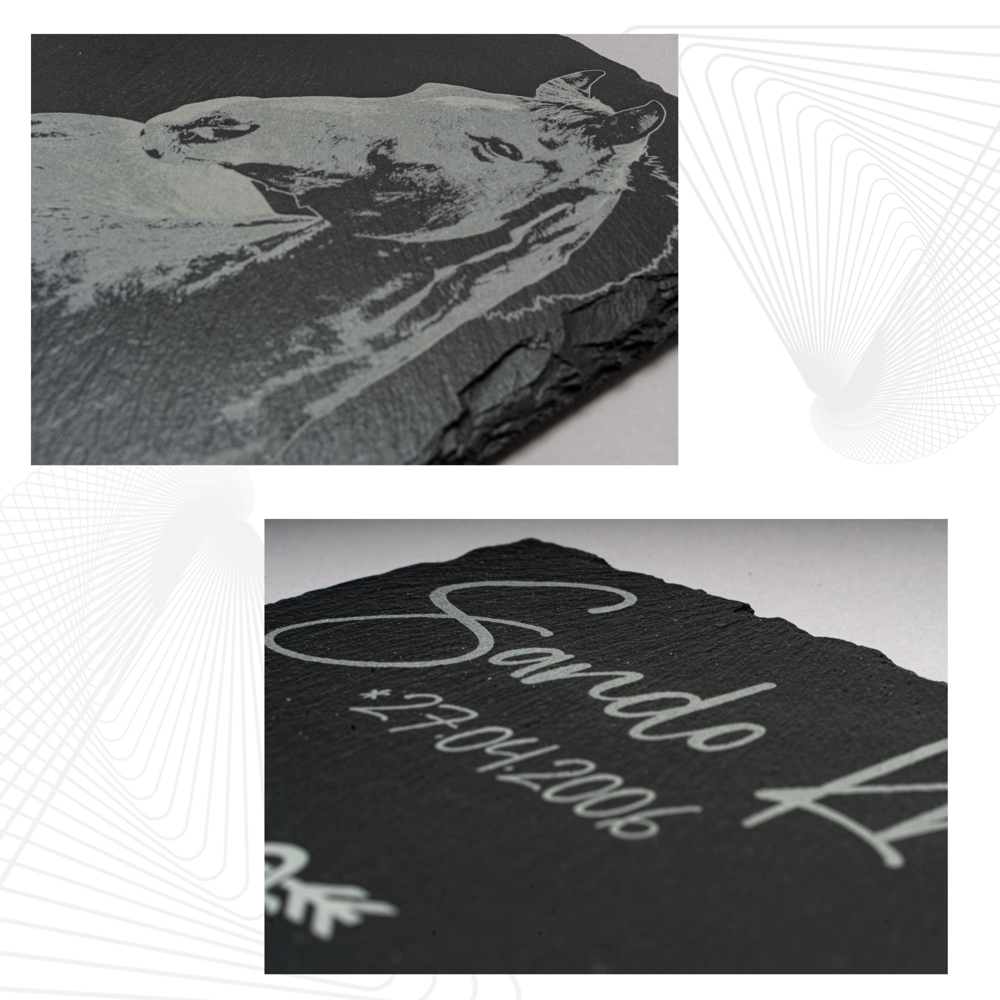 Runde Schieferplatte Ø 20 cm graviert mit Foto & Wunschtext