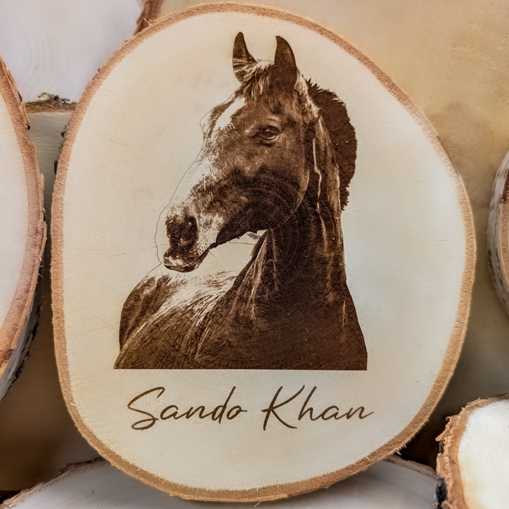 Personalisiert Baumscheibe - Fotogravur auf Holz verschiedene Größen