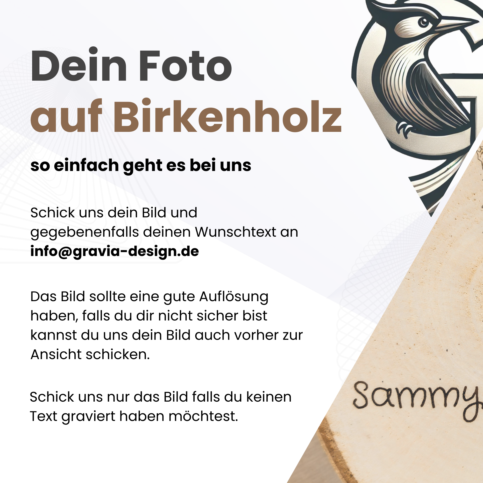 Personalisiert Baumscheibe - Fotogravur auf Holz verschiedene Größen