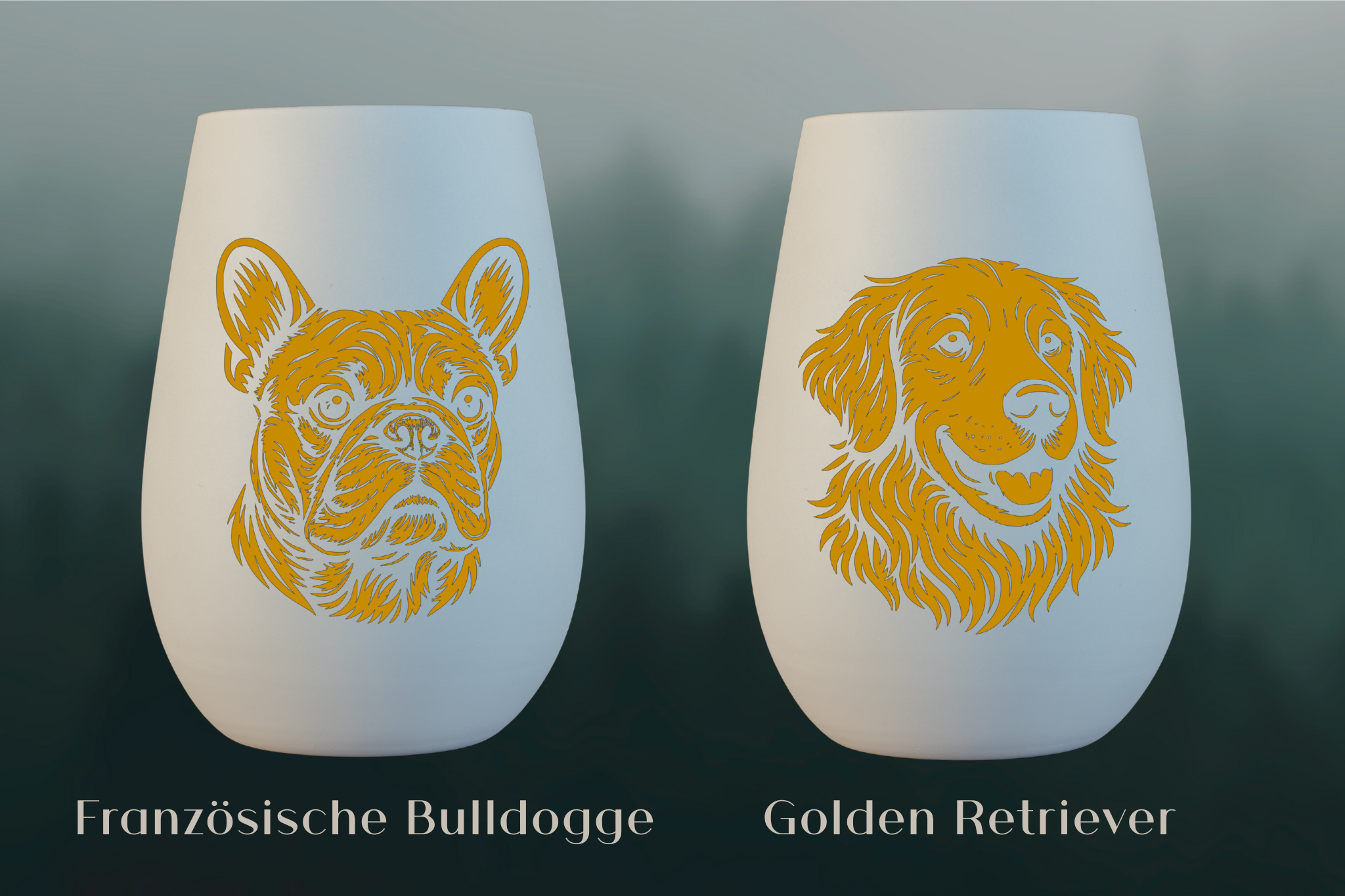 Stölzle Windlicht Weiß mit Hundemotiv