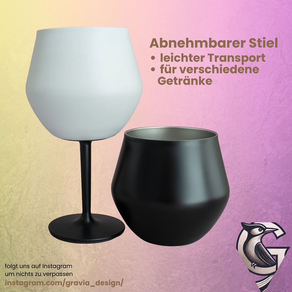Edelstahl Glas Festival Edition – doppelwandig, bruchsicher & mit abnehmbarem Stiel