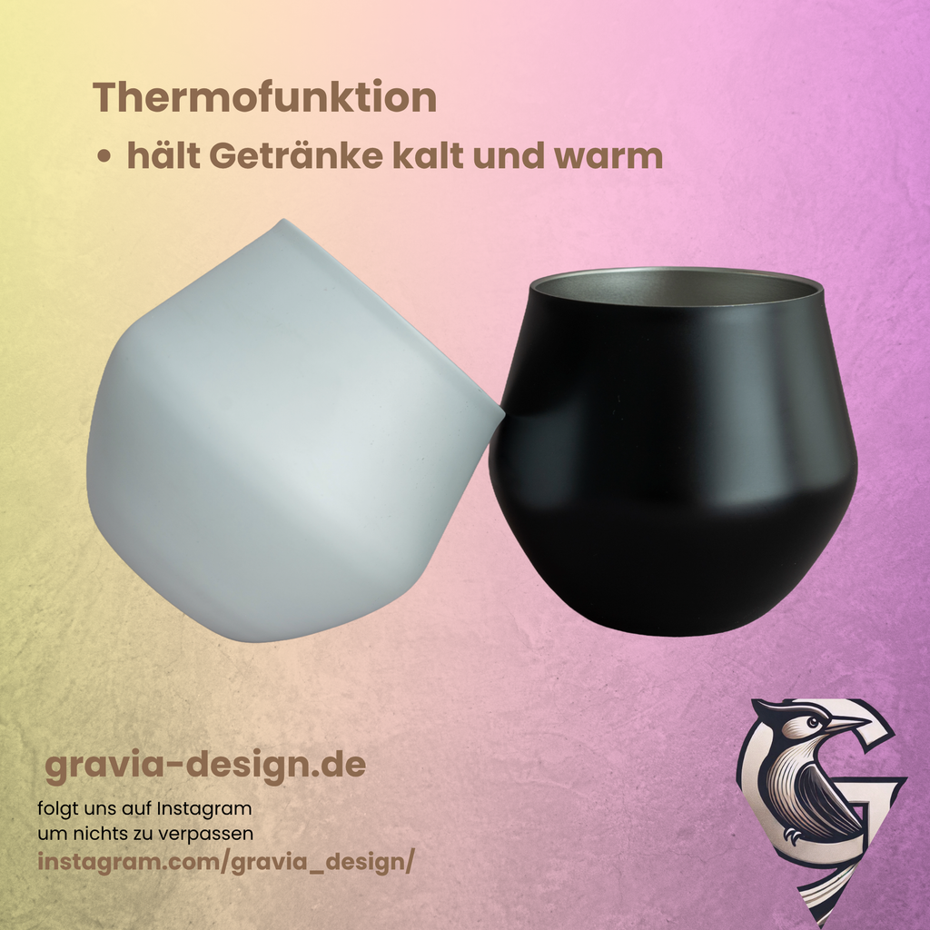 Edelstahl Glas Festival Edition – doppelwandig, bruchsicher & mit abnehmbarem Stiel