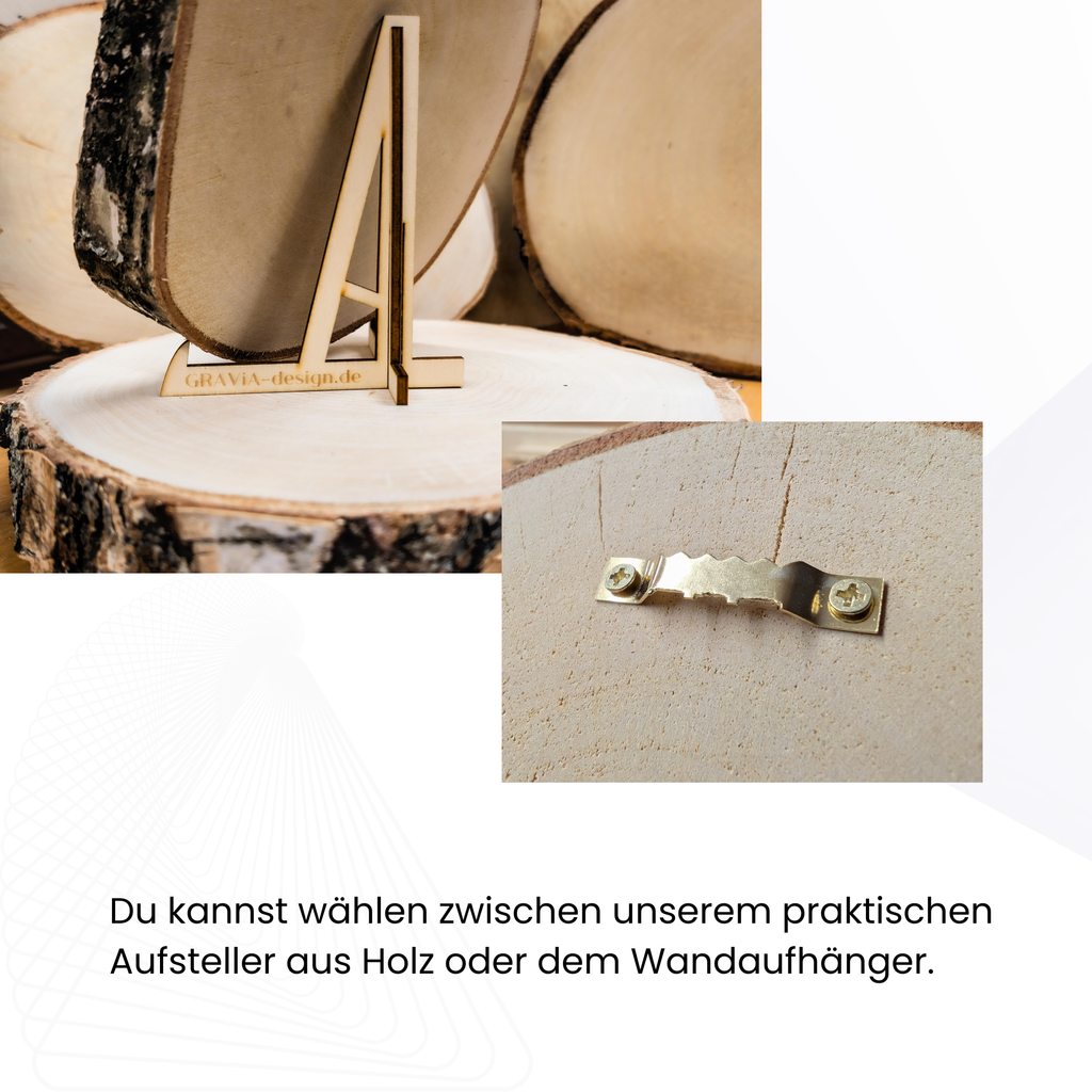 Personalisiert Baumscheibe - Fotogravur auf Holz verschiedene Größen