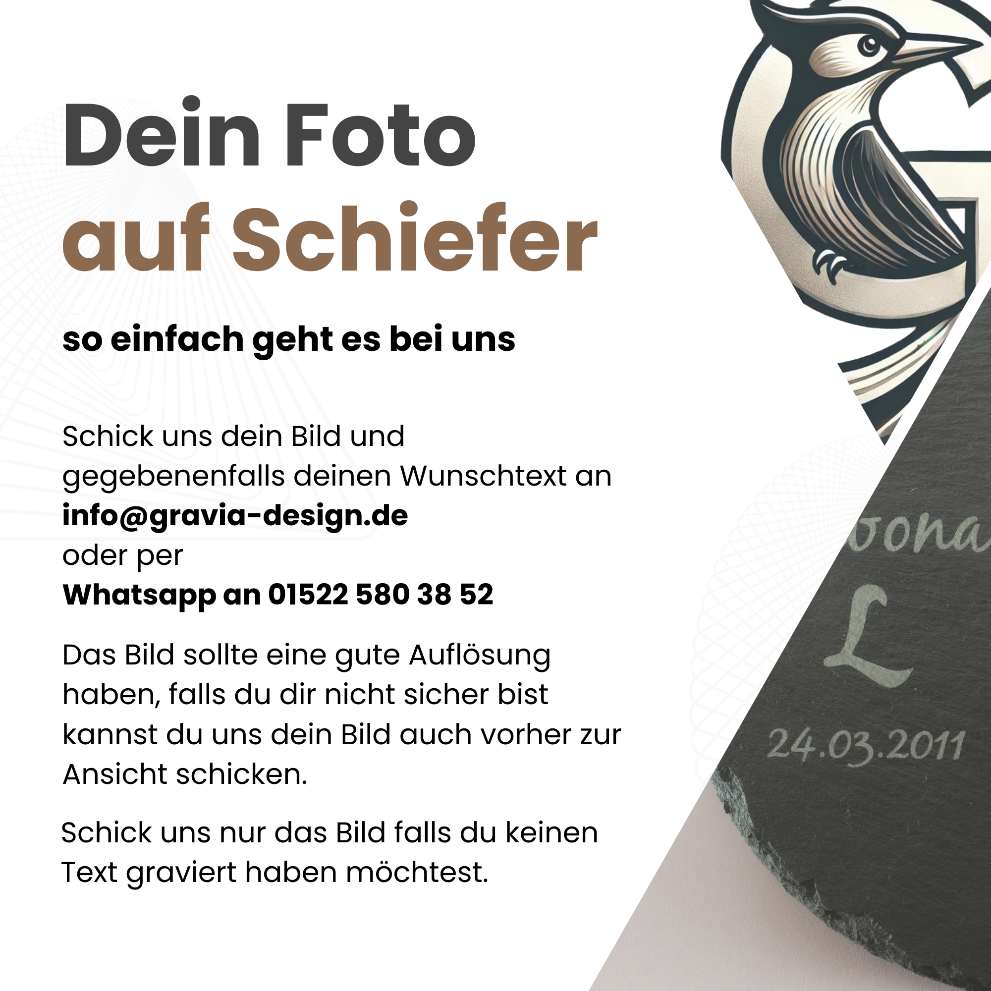 Boxentafel 30x20cm für Pferdestall mit Foto graviert auf Schiefer mit Platz für Informationen