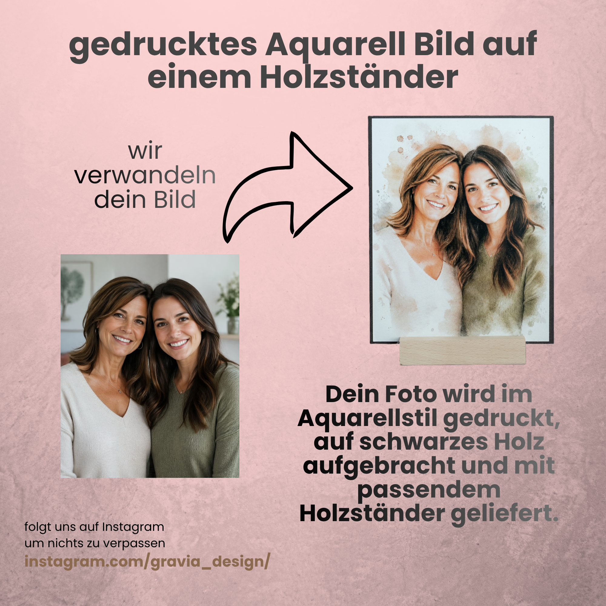 Muttertags-Set mit Aquarellbild & personalisiertem Windlicht