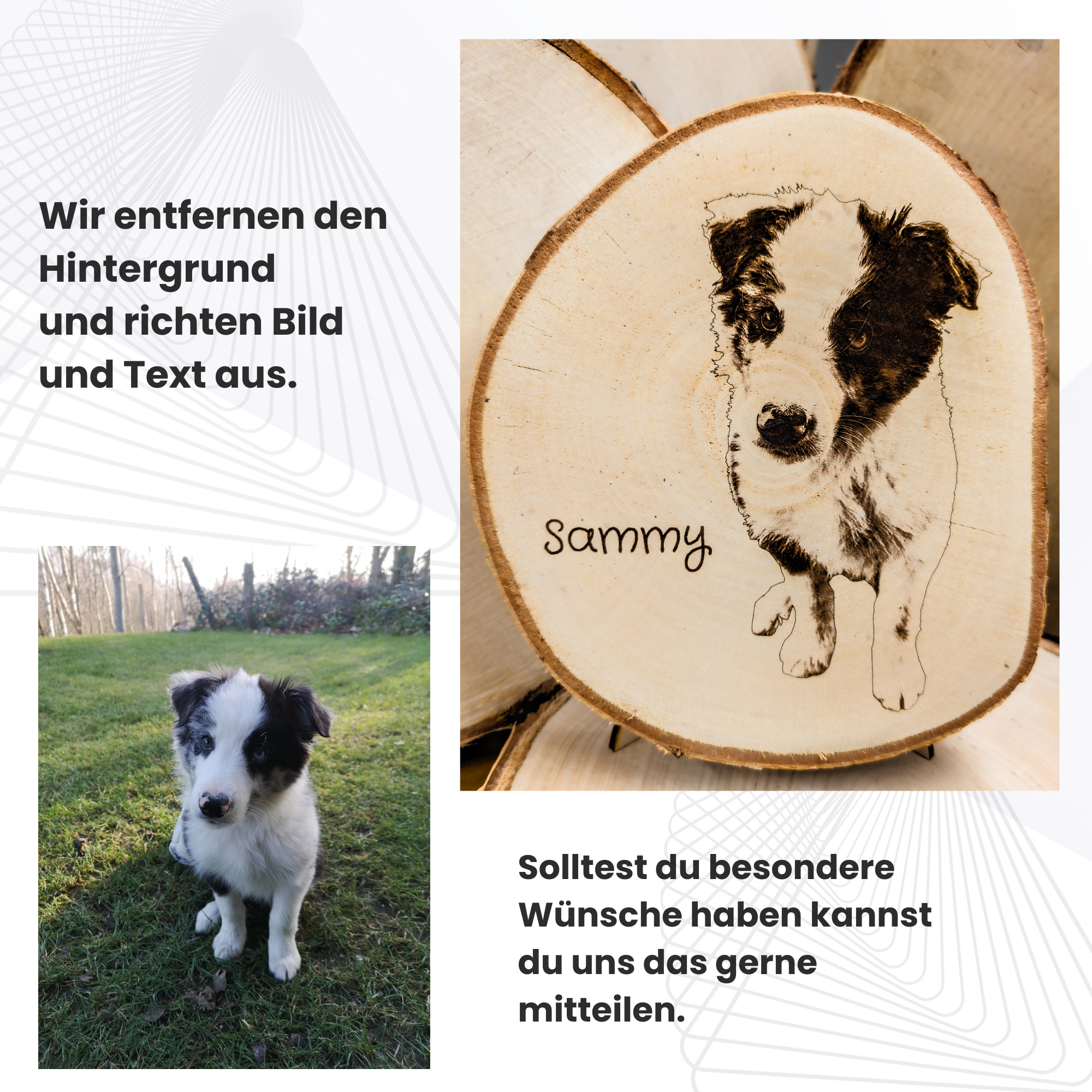 Personalisiert Baumscheibe - Fotogravur auf Holz verschiedene Größen