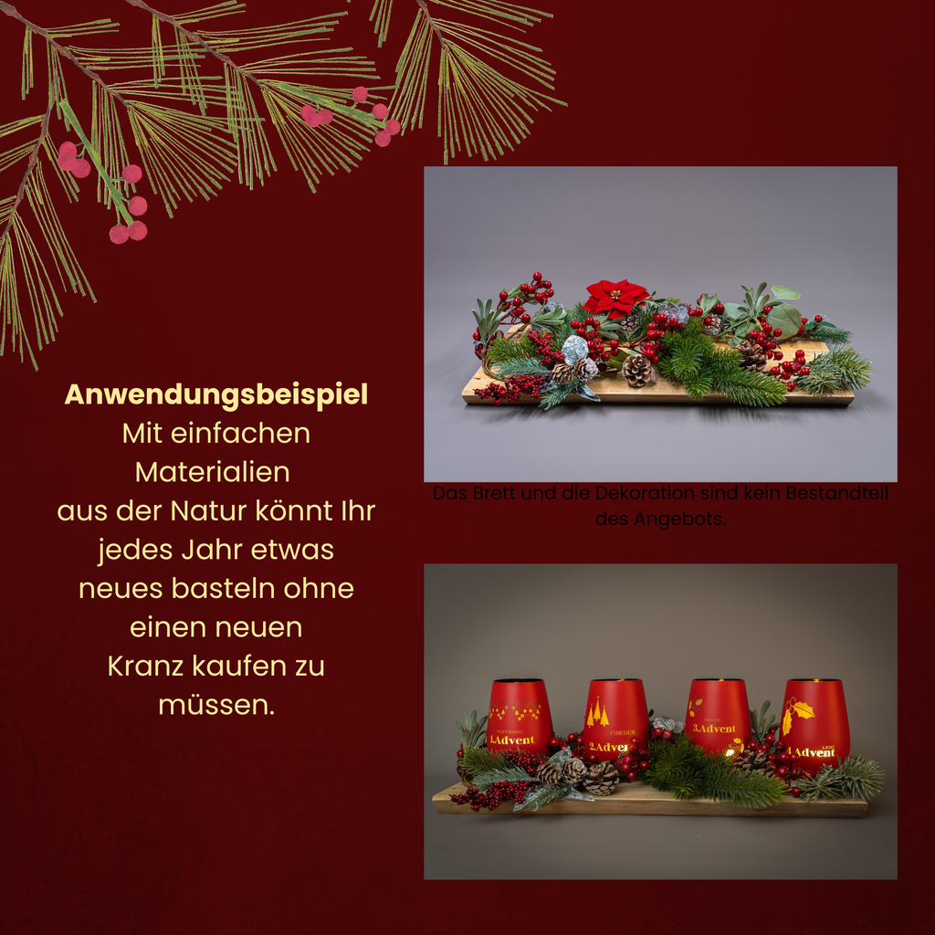 Adventslichter für Adventskränze und Weihnachtsdekoration zum selber basteln