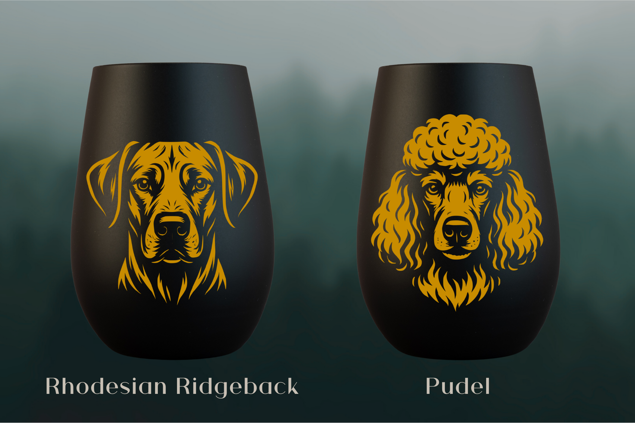 Stölzle Windlicht Schwarz mit Hundemotiv