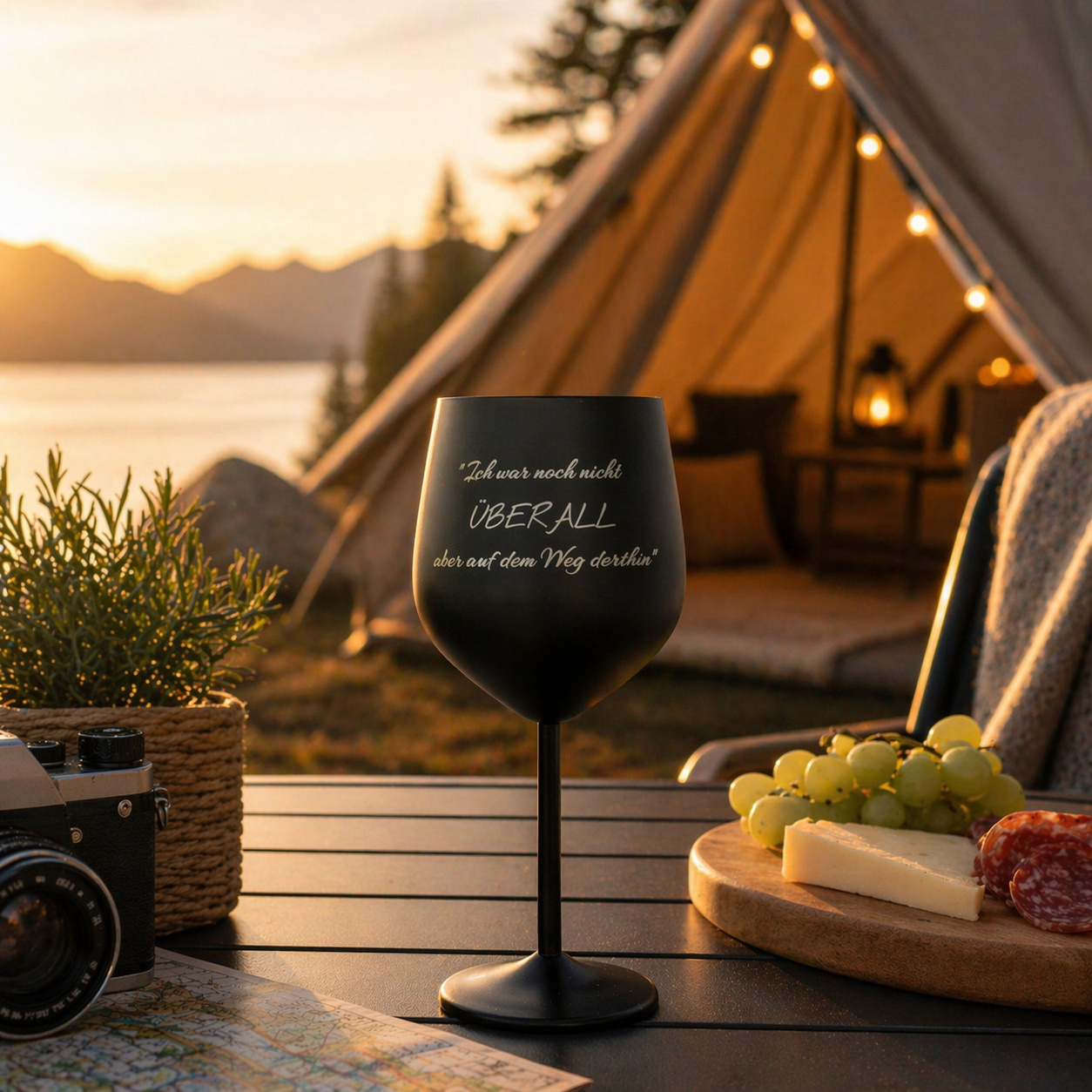 Edelstahl Weinglas - für Reisen, Camper und Vanlife optionale Namensgravur