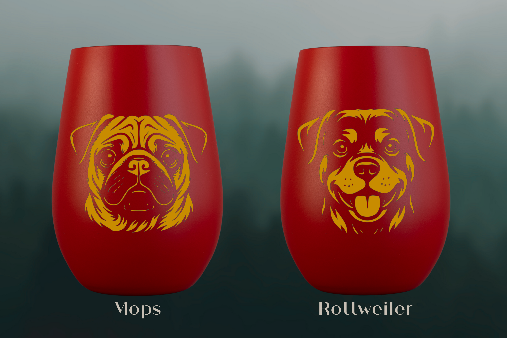 Stölzle Windlicht Rot mit Hundemotiv