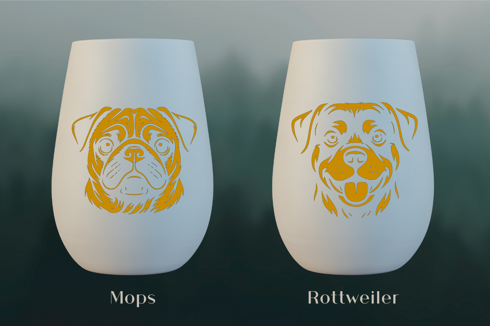 Stölzle Windlicht Weiß mit Hundemotiv