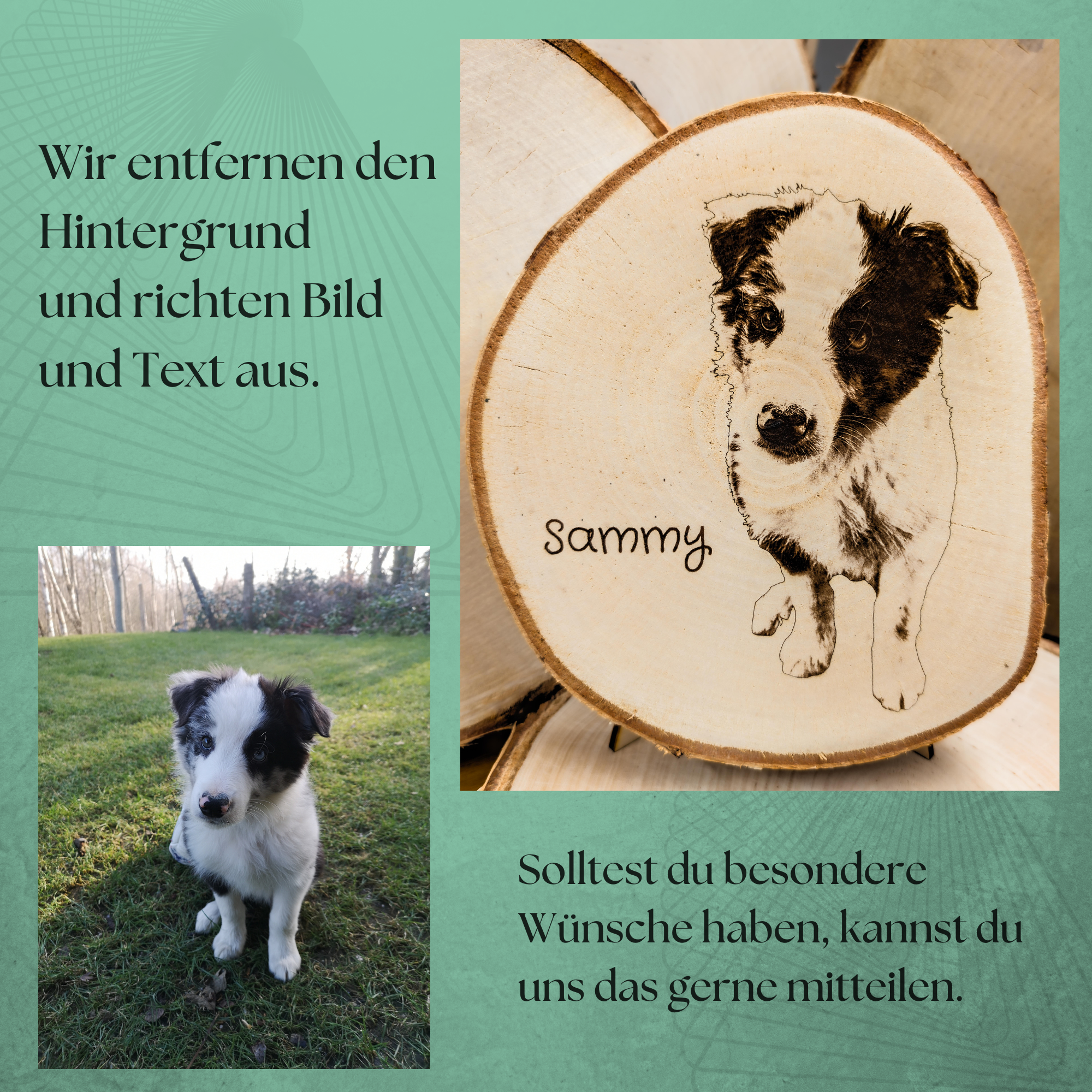 XXL Baumscheibe mit Fotogravur für Familienfotos, Hochzeitsfotos und Erinnerungen